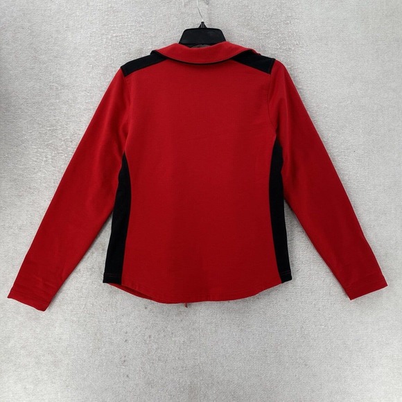 Lauren Ralph Lauren Jacket Womens Medium Red Pique‎ Jersey Knit Full Zip Pockets - Picture 2 of 13